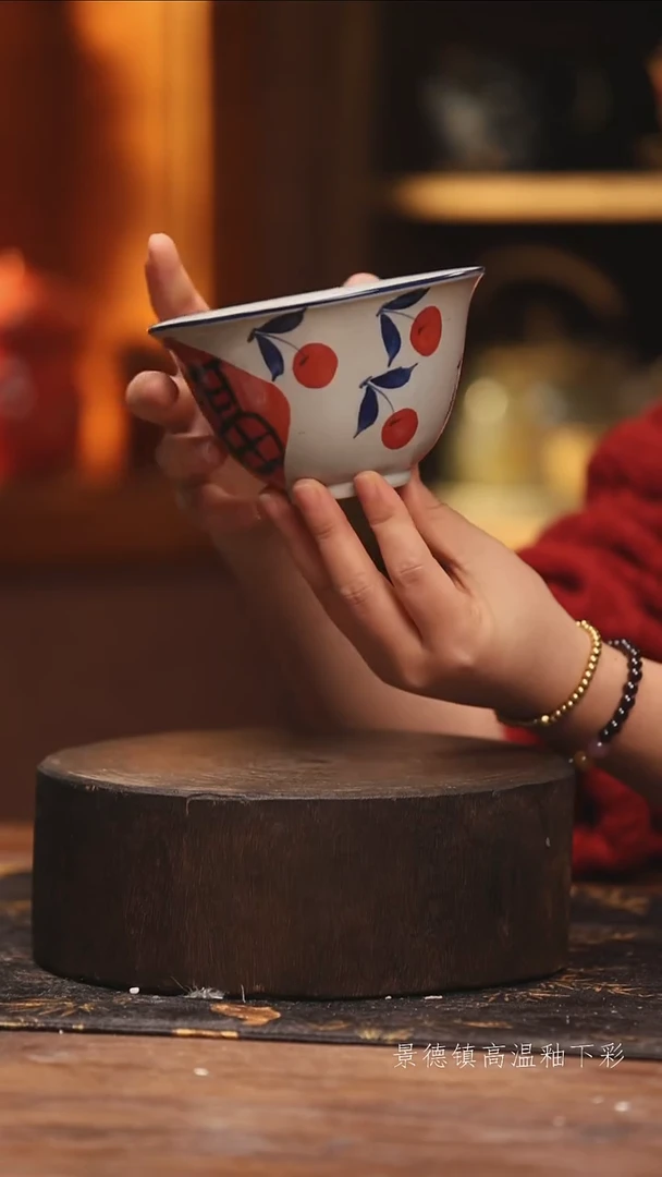 陶瓷景德镇高温釉下手绘陶瓷@L531@