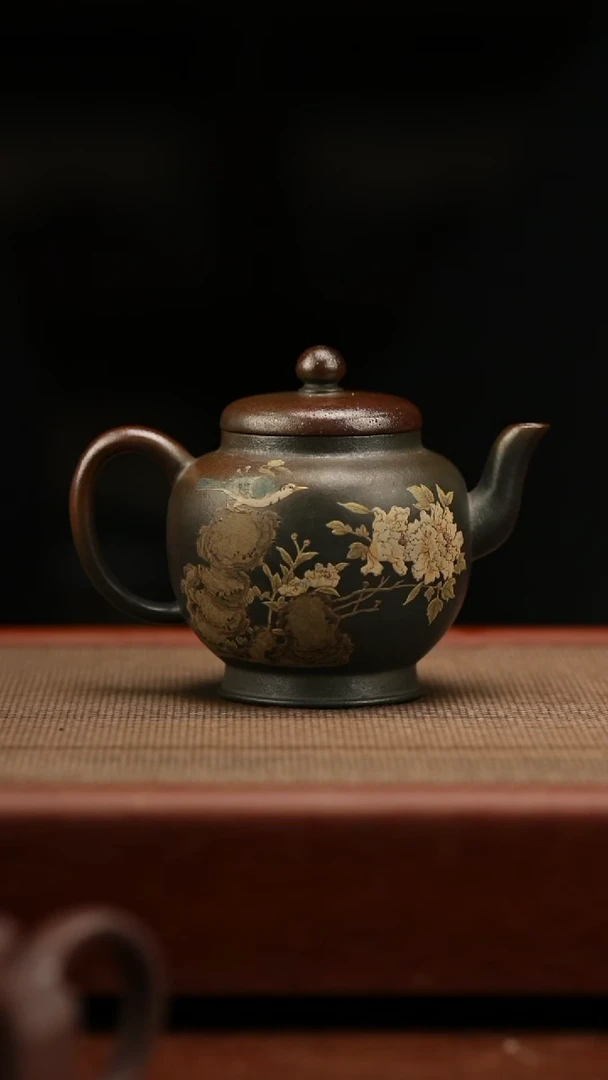 茶壶紫砂柴烧 南州高仕 220毫升 花鸟