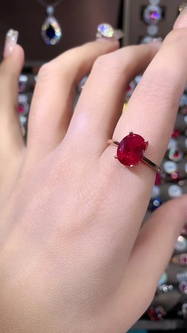 银S925镶嵌戒指红宝石810