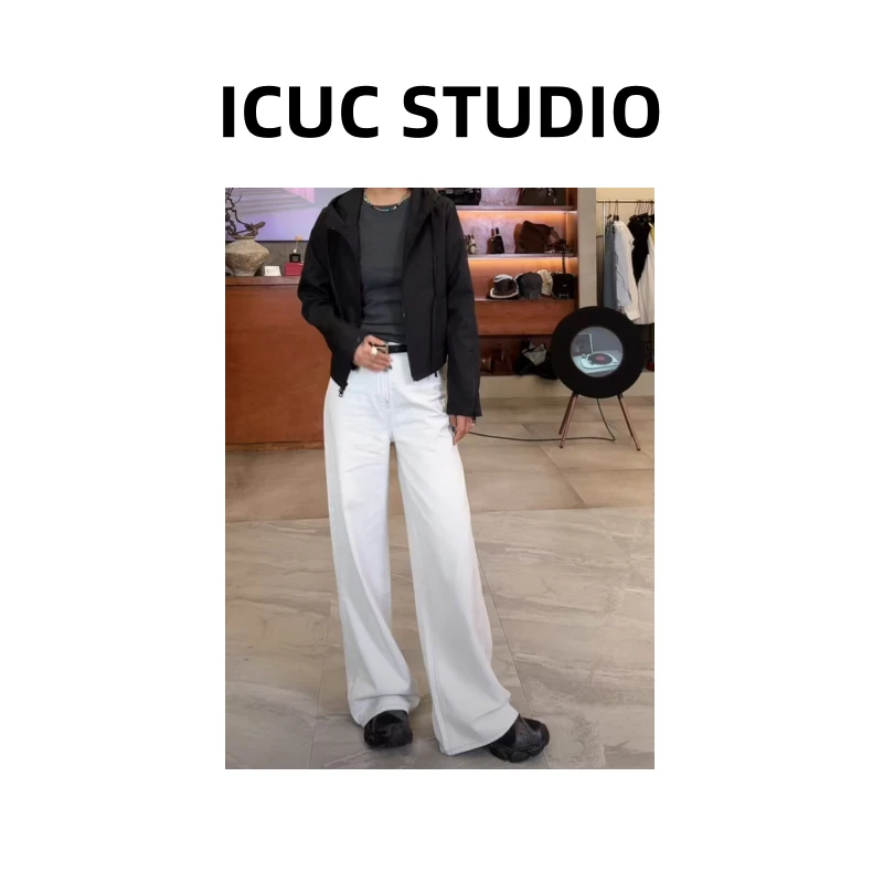 ICUC定制-【高品质渣渣灰直筒牛仔裤】早春新款宽松百搭阔腿裤7018