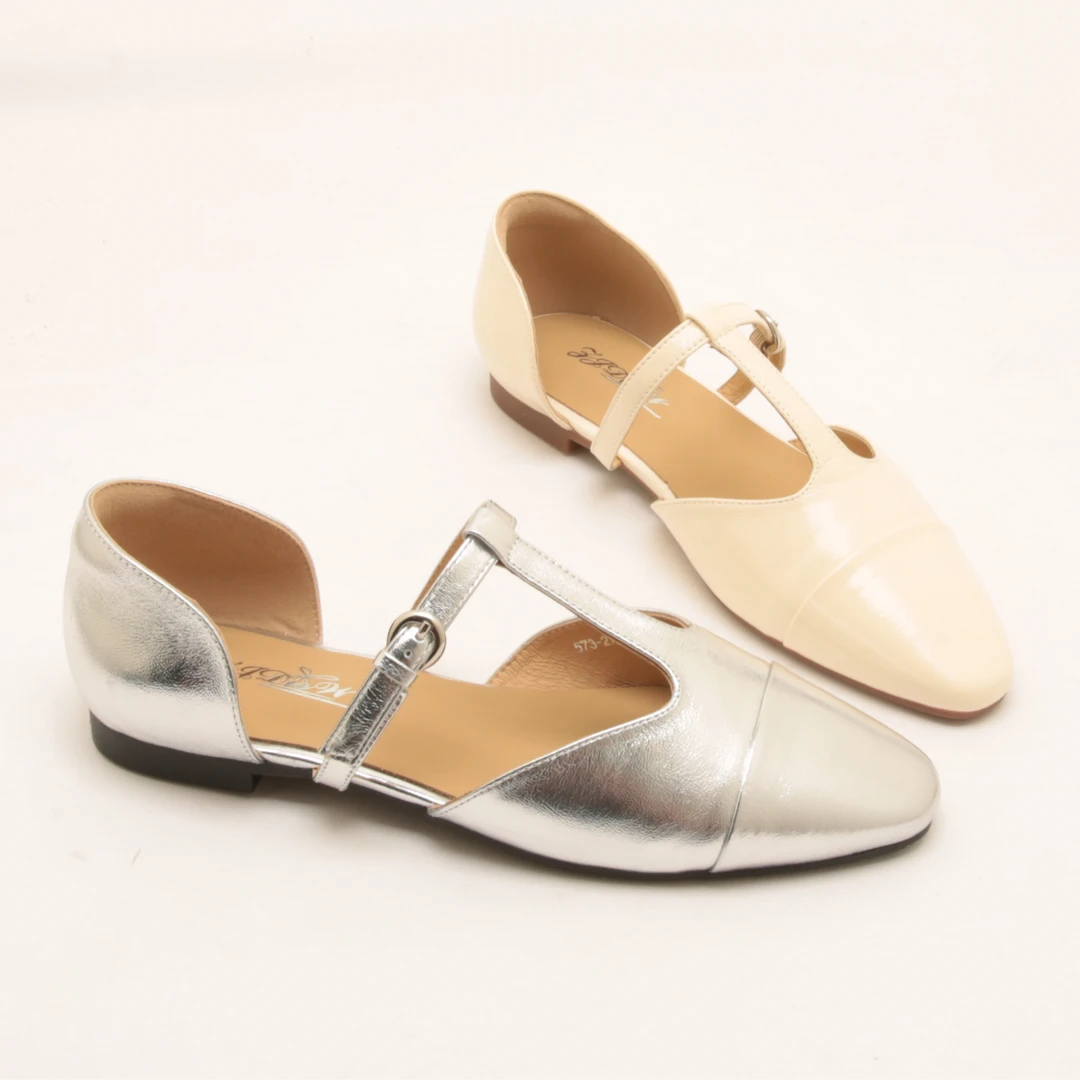 7082夏季新款欧洲站女鞋油蜡真皮低跟丁字扣带玛丽珍时尚包头凉鞋