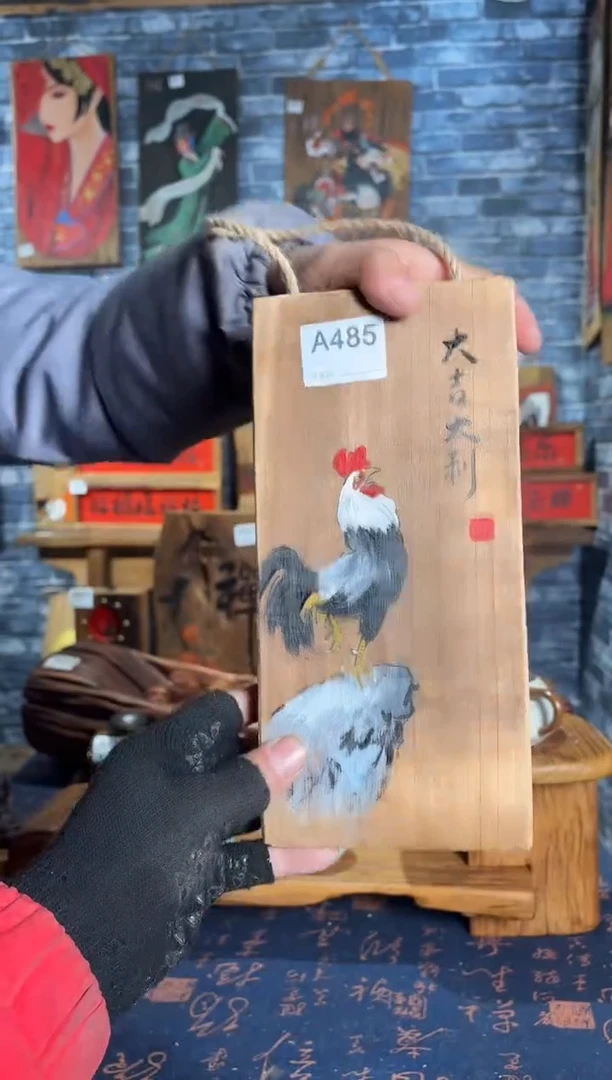 风化老门板丙烯画