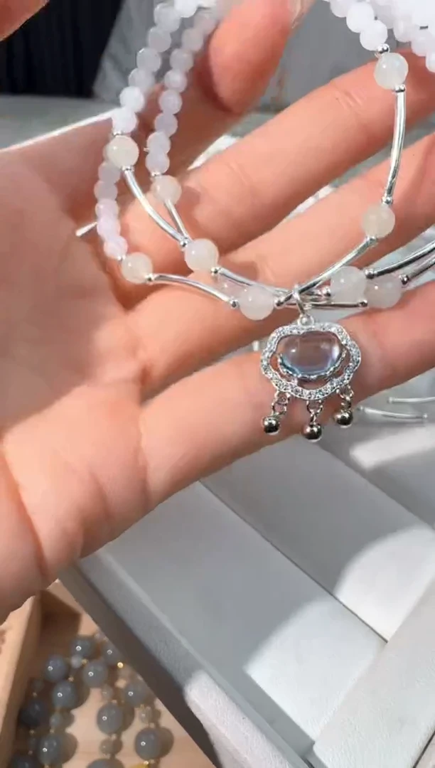 手链银S925镶嵌和田玉羊脂白三圈设计款发货多样性发其一