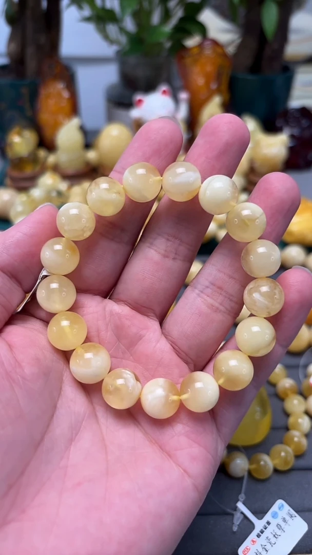 手串蜜蜡未镶嵌p68金白溶洞蜜蜡单圈 17.22克 12mm