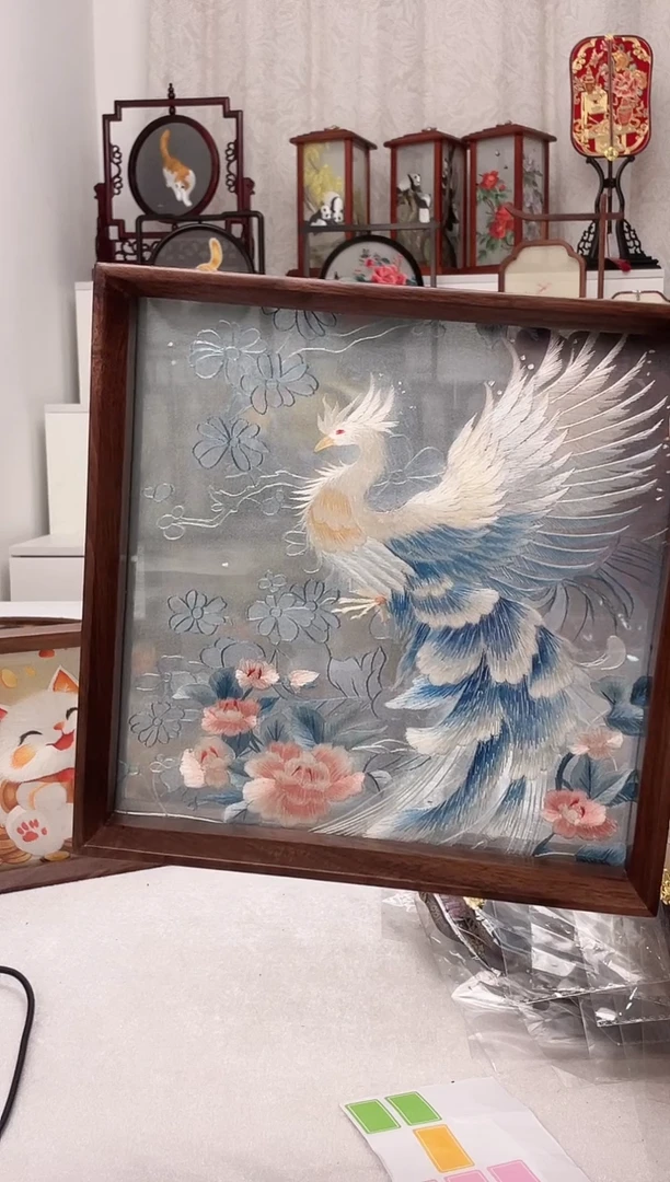扇子林*淼苏绣作品手工摆台