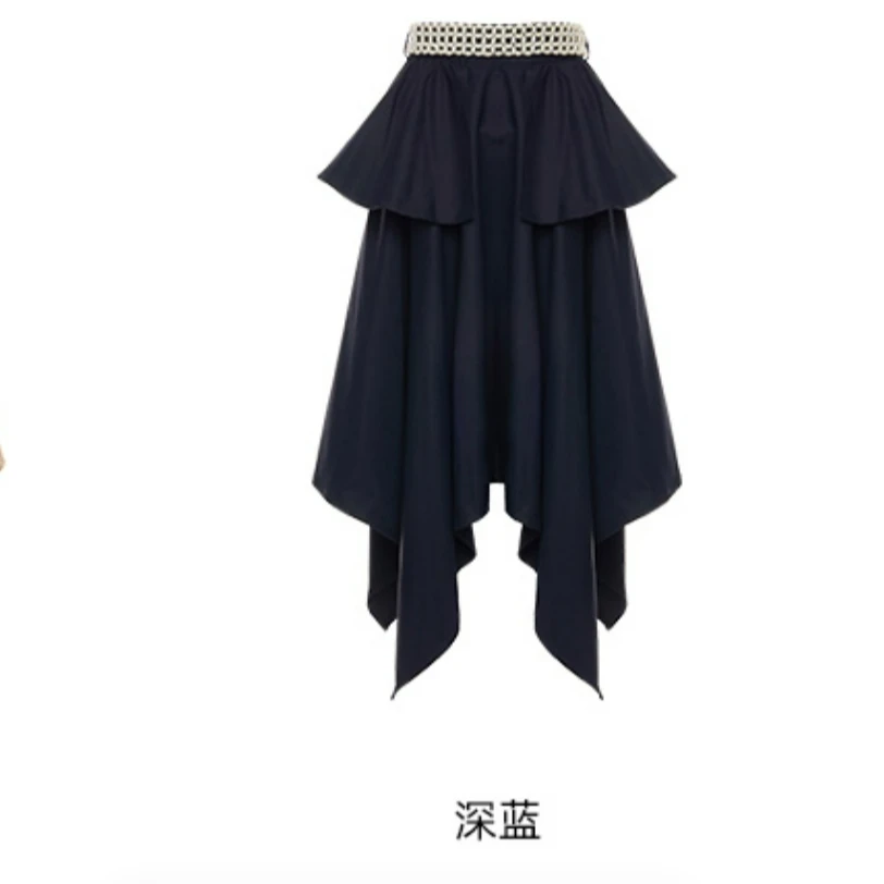 LC驼色珍珠腰带高腰半裙2019FWCD019、2019FWCD018