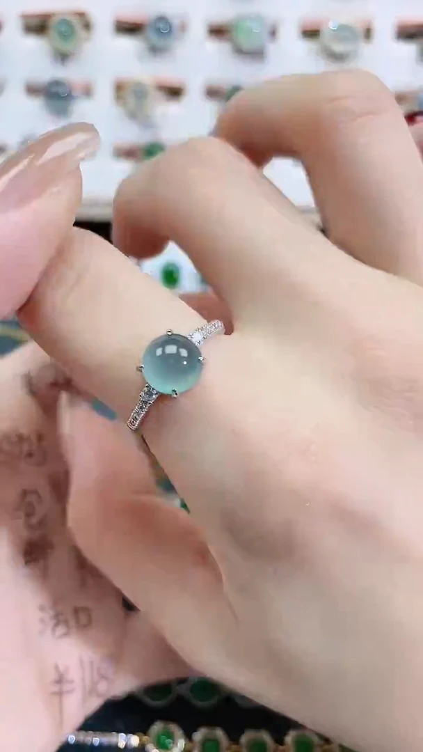 银S925镶嵌戒指翡翠天然翡翠