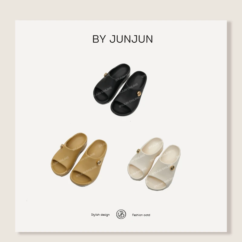 ByJunjun珺珺定制金属扣厚底拖鞋