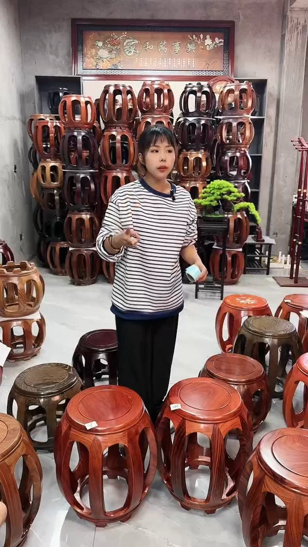 【闪购商品】花梨木类家具花梨木花梨色大号鼓凳一对20号