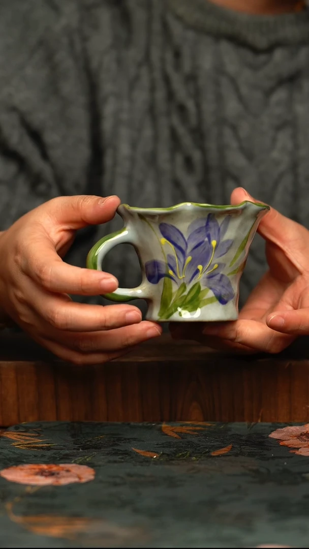 瓷片釉下彩手工手绘同款陶器