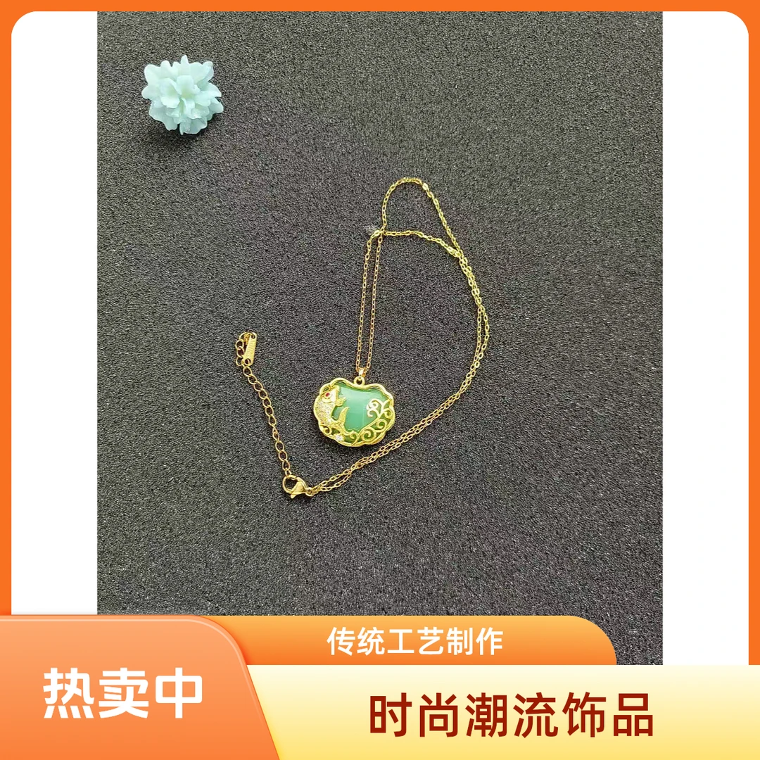 不锈钢珐琅项链 宫廷风轻奢镶嵌精致