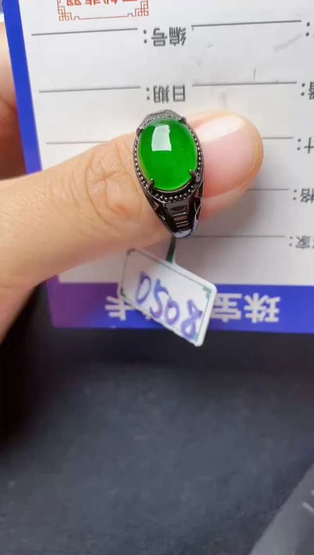 翡翠戒指银S925镶嵌2222222
