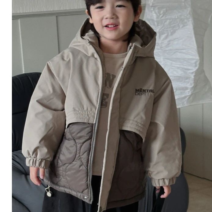 dadida/嗒嘀嗒男童冬季加绒休闲时尚连帽外套+504800085