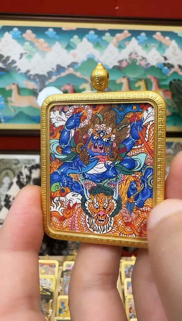 吊坠大黑-热贡纯手绘唐卡吊坠