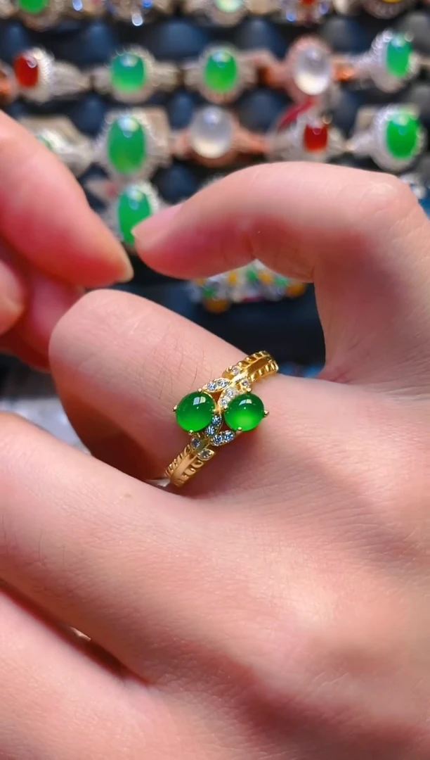 银S925镶嵌戒指翡翠天然