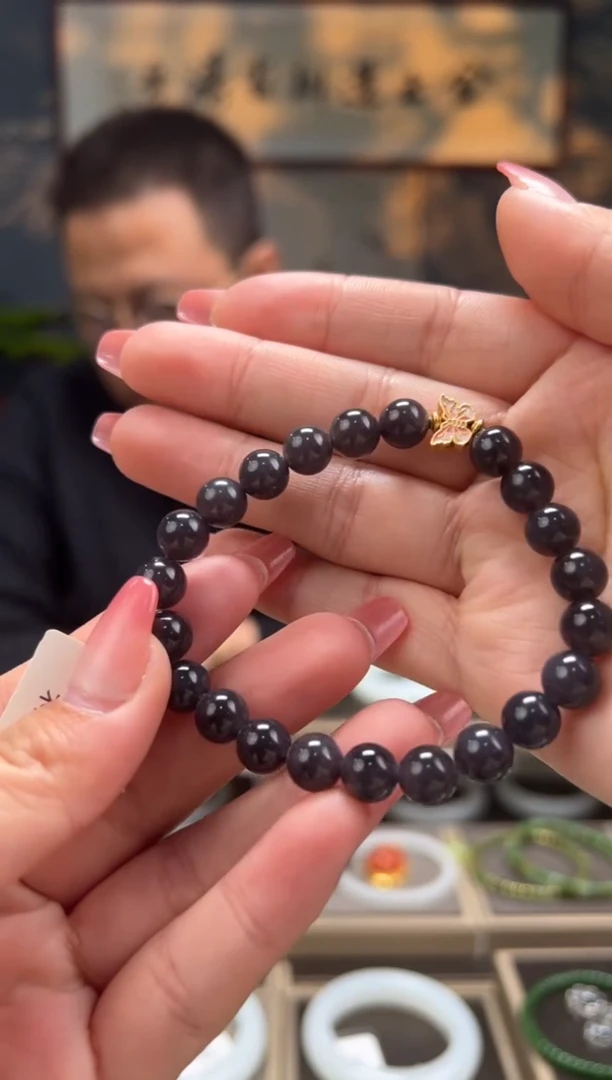 【闪购商品】和田玉手串未镶嵌烟紫卡8mm