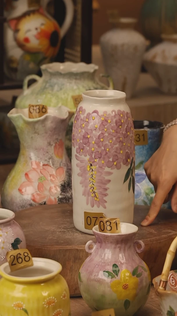 陶瓷079景德镇设计师手作花器摆件侘寂风