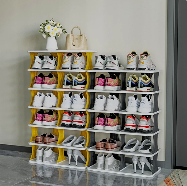 简易双排鞋架家用门口小型多层结实耐用鞋柜宿舍室内省空间收纳架