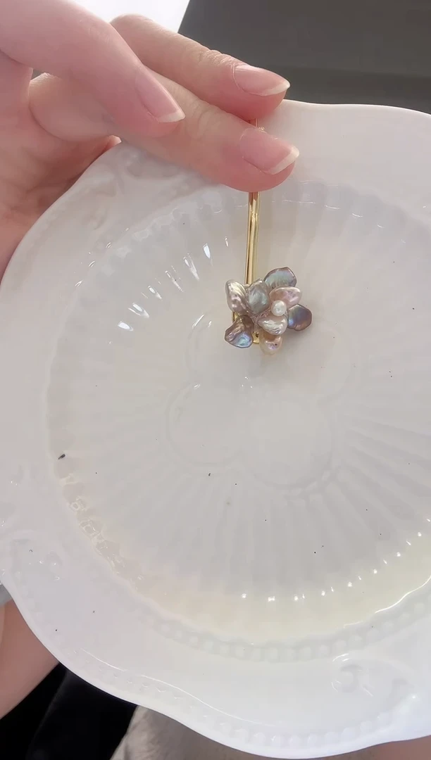 未镶嵌发饰淡水珍珠稀有色发夹 a01