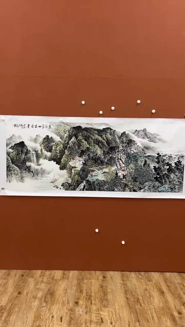 国画李文峰小六横幅浅降青绿