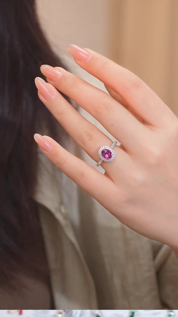 彩色蓝宝石戒指18K金镶嵌@@H22170