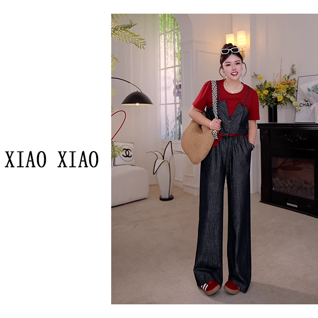 【XIAOXIAO】大码女装休闲套装夏季新款上衣+半身裙/阔腿裤XX194