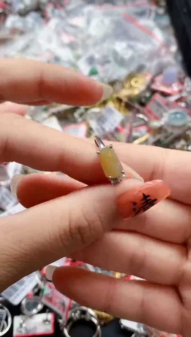 银S925镶嵌戒指翡翠天然A货缅甸翡翠