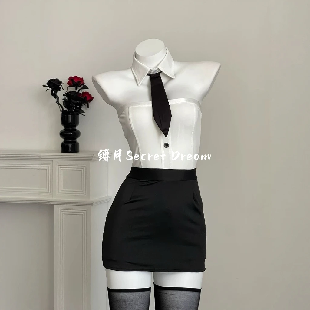 缚月日系JK性感睡裙辣妹露背长袖睡衣套装衬衣纯欲辣妹jk家居服