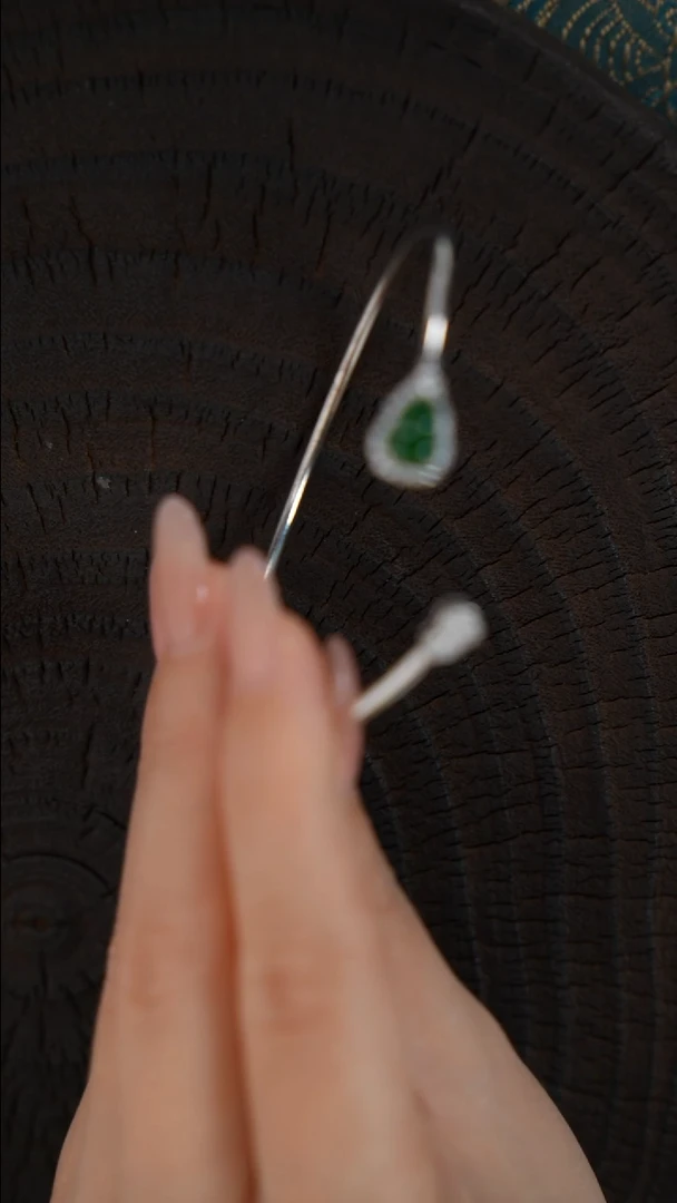 银S925镶嵌手镯翡翠翡翠镯子