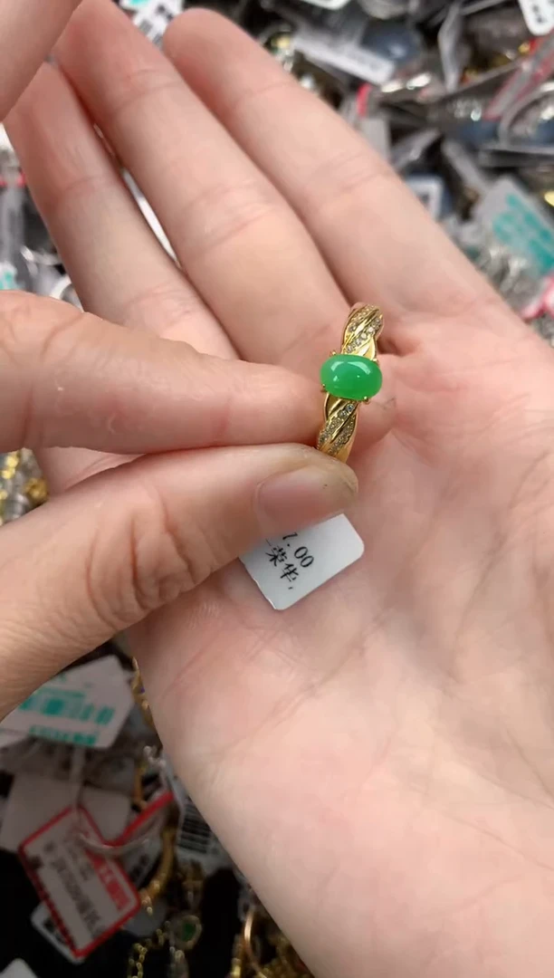 银S925镶嵌戒指翡翠999     8