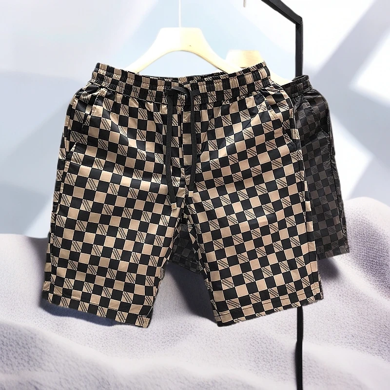 格子短裤男潮牌外穿休闲五分裤夏季新款男士修身中裤时尚百搭