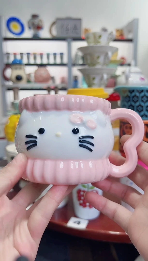 陶瓷手柄款可爱手绘浮雕8031