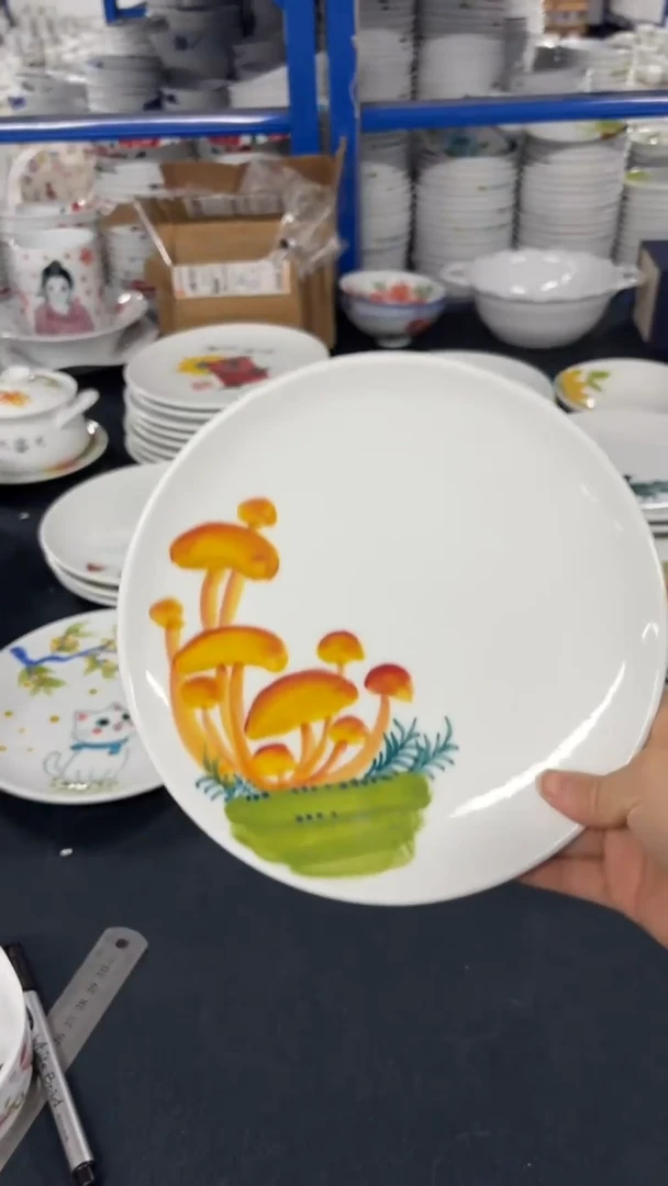 瓷片景德镇手绘釉中彩（食品级）平盘