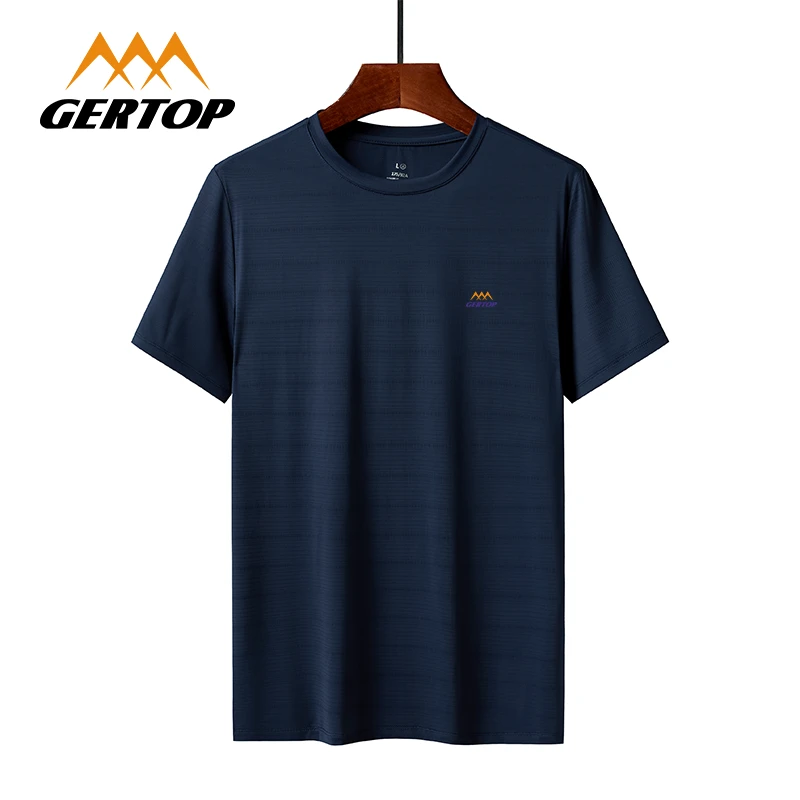 GERTOP山峰夏季运动T恤速干半袖薄款跑步弹力宽松休闲圆领短袖