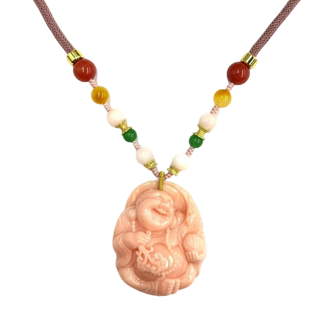 x802-国风气质设计款三姑娘逍遥弥勒毛衣链-赠礼盒