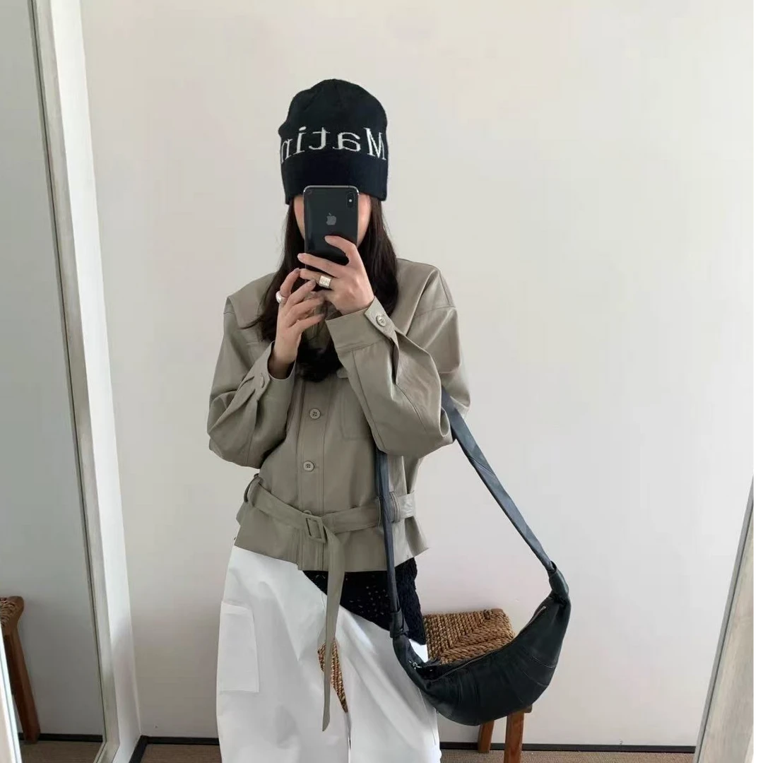 5225•腰带风衣 WT# 意法货收腰的小立领短款风衣外套•