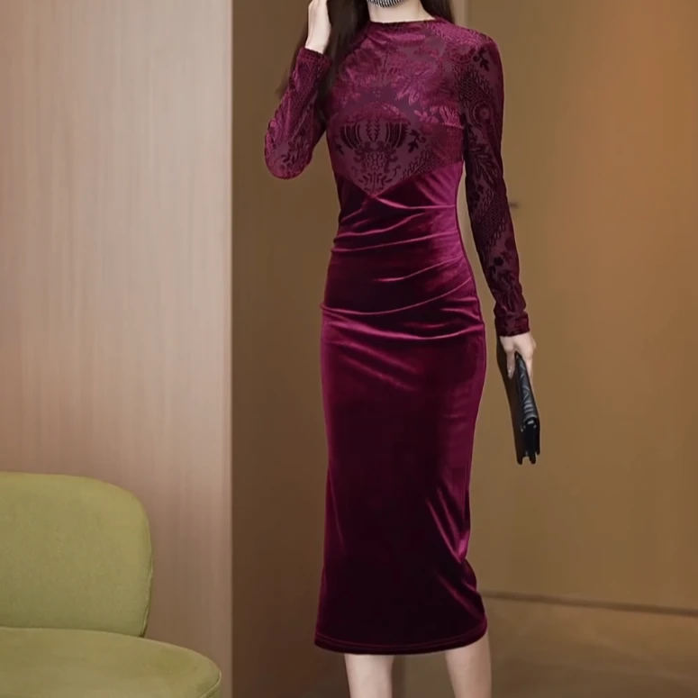 气质显瘦女人味连衣裙Q191366