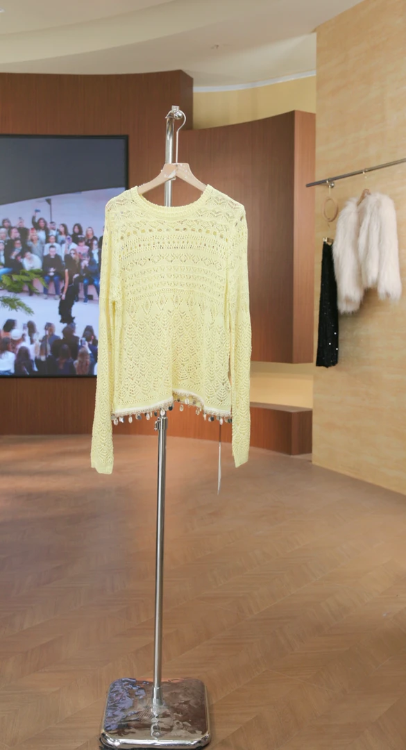 G2076黄 秋冬常规款百搭气质毛针织女装