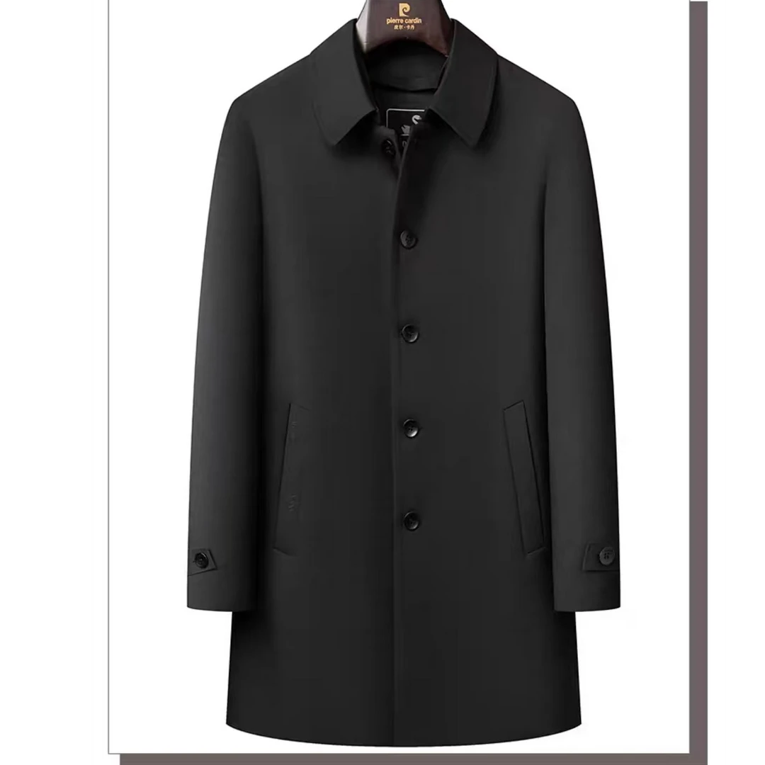 【桑蚕丝绵羊毛】羊毛呢中短款大衣休闲男士翻领高档呢子外套中年