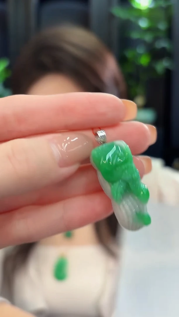 吊坠(不含链)18K金镶嵌翡翠 缅甸A货/支持复检/一件