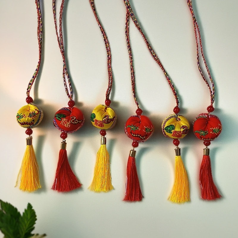 端午节福袋香囊挂脖流苏挂件双面刺绣传统香包