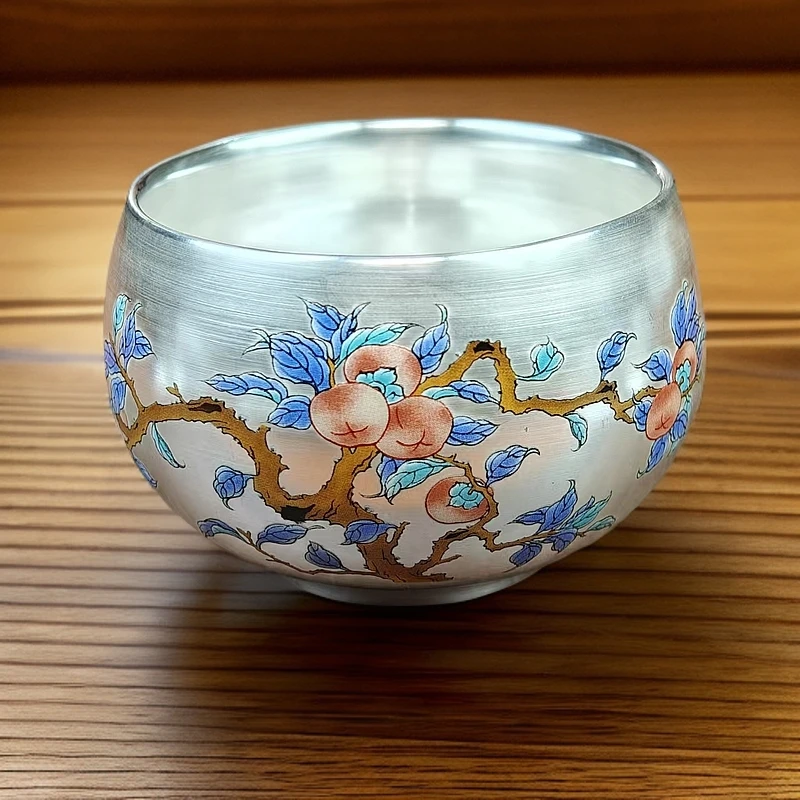 乾鑫堂柿柿如意银杯+锦绣礼盒 Y100