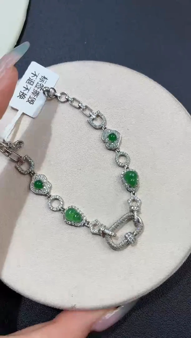 银S925镶嵌手链翡翠手链