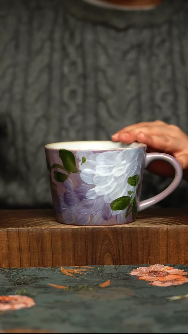杯釉下彩手工手绘同款陶器
