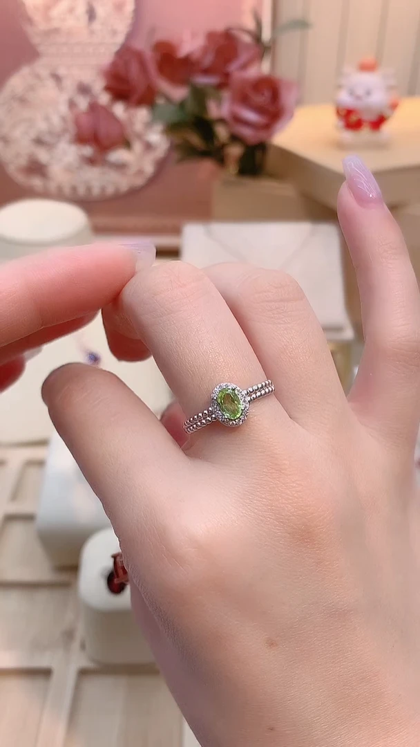 银S925镶嵌戒指橄榄石橄榄石