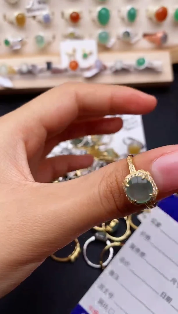 【闪购商品】翡翠戒指银S925镶嵌缅甸翡翠