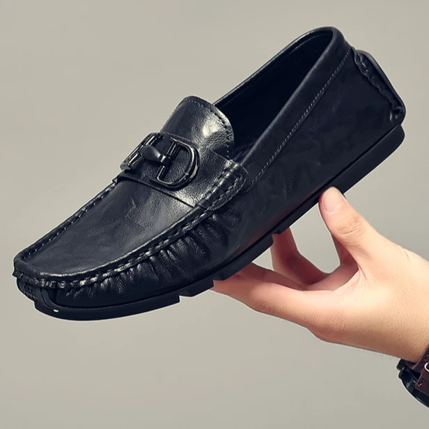 透气豆豆鞋懒人乐福鞋男士驾车鞋白色皮鞋休闲鞋商务休闲男鞋