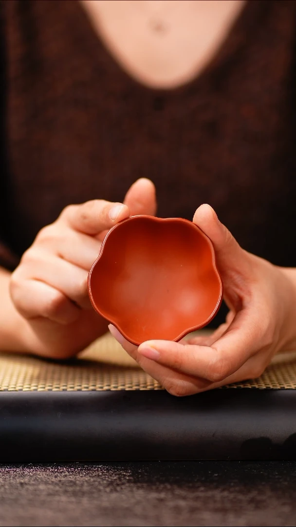 4小鱼朱泥梅花杯