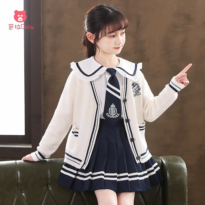 【品牌正品】芭拉Baby赫克林女童2025春装jk新款海军领衬衫三件套