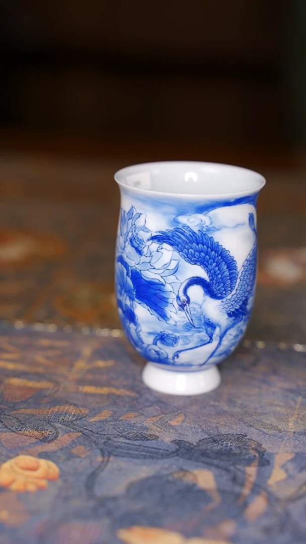 【闪购商品】杯铭墨 青花瑞鹤主人杯